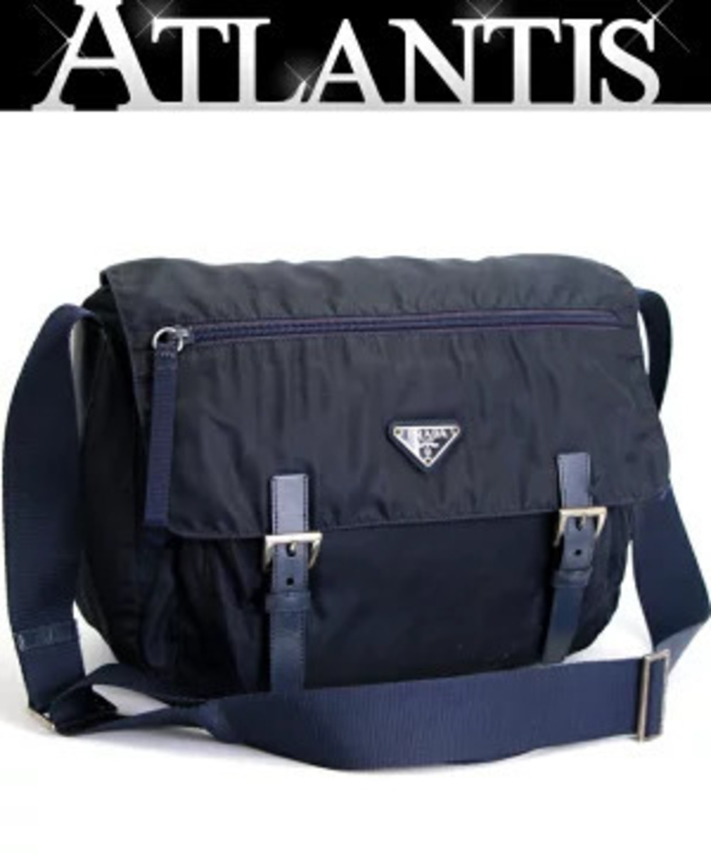 Prada Triangle Shoulder Bag Navy Blue